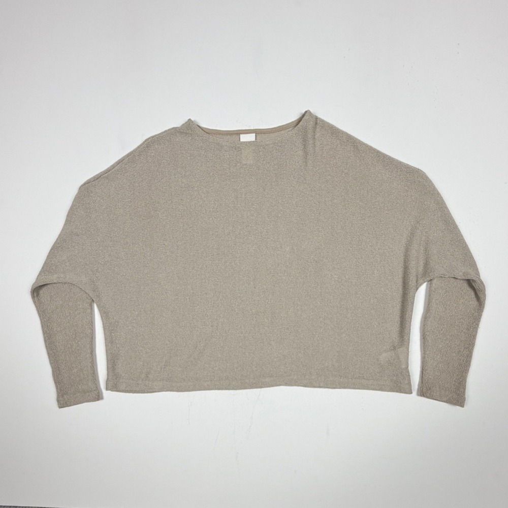 HM Womens Beige Taupe Dolman Sleeve Knit Sweater Soft & Airy Size L 0666382 9